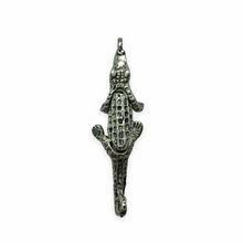 Load image into Gallery viewer, Articulated moving alligator crocodile charm pendant 1pc silver tone pewter 35mm-Orange Grove Beads
