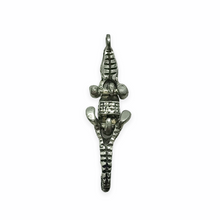 Load image into Gallery viewer, Articulated moving alligator crocodile charm pendant 1pc silver tone pewter 35mm
