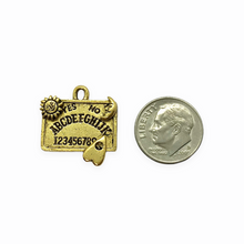 Load image into Gallery viewer, Halloween Ouija board game gold tone pewter charm 2pc 20x17mm
