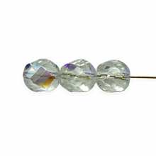Load image into Gallery viewer, Czech glass faceted helix twisted round beads 15pc crystal AB 10mm
