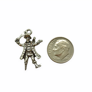 Pirate charm pendant 2pc silver tone lead free pewter 26x18mm USA made