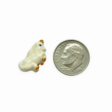 Load image into Gallery viewer, Tiny white unicorn beads Peruvian ceramic 4pcs 17x9x6mm

