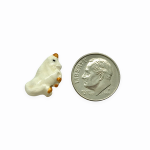 Tiny white unicorn beads Peruvian ceramic 4pcs 17x9x6mm