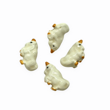 Load image into Gallery viewer, Hand painted tiny ceramic miniature white unicorn beads charms 4pc vertical drill 17x9x6mm-Orange Grove Beads
