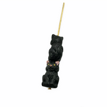 Load image into Gallery viewer, Tiny black cat beads Peruvian ceramic 4pc 13x8x7mm
