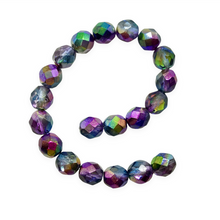 Load image into Gallery viewer, Czech glass faceted round beads 20pc crystal blue purple magic 8mm-Orange Grove Beads
