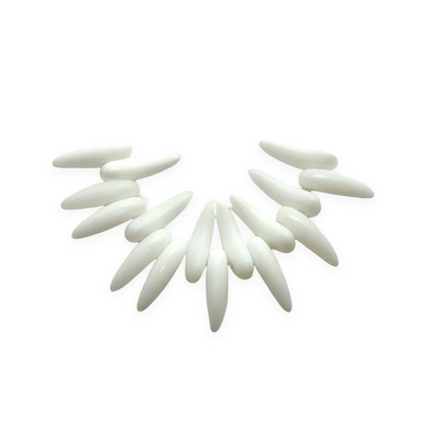 Czech glass fangs, teeth, or talons beads 15pc opaque white 16x6mm-Orange Grove Beads