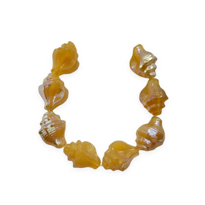 Czech glass conch seashell shell beads charms 8pc opaline beige AB 15x12mm #15-Orange Grove Beads