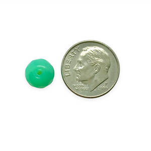 Czech glass faceted rondelle beads 25pc blue green opaline UV glow 9x6mm