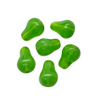 Czech glass large pear fruit beads 6pc charms opaline green 17x12mm-Orange Grove Beads