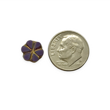 Load image into Gallery viewer, Czech glass table cut daisy flower beads 15pc opaline purple bronze 10mm
