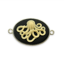 Load image into Gallery viewer, Octopus resin Oval Flatback Cabochon Cameo 4pc black ivory 18x25mm
