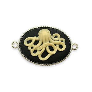 Octopus resin Oval Flatback Cabochon Cameo 4pc black ivory 18x25mm