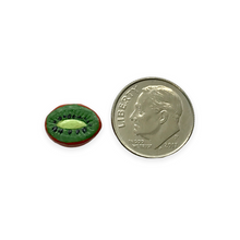 Load image into Gallery viewer, Tiny kiwi fruit beads Peruvian ceramic 4pc 12x9mm
