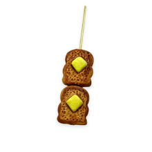 Load image into Gallery viewer, Tiny french toast food beads Peruvian ceramic 4pc 13x10mm
