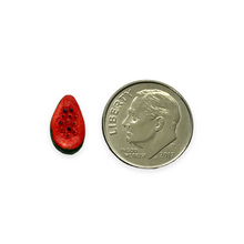 Load image into Gallery viewer, Tiny papaya fruit beads Peruvian ceramic 4pc 12x7mm
