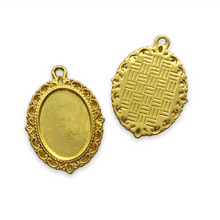 Load image into Gallery viewer, Gold tone cabochon flatback pendant setting for 13x18mm stone 4pc
