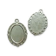 Load image into Gallery viewer, Silver tone cabochon flatback pendant setting for 13x18mm stone 4pc
