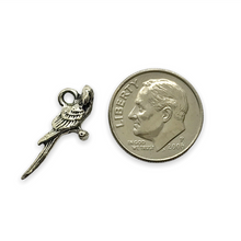 Load image into Gallery viewer, Parrot bird charm pendant 2pc antique silver tone pewter 20x7mm
