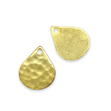 Load image into Gallery viewer, Hammered teardrop charms gold plated brass 8pc 13x10mm-Orange grove Beads
