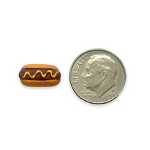 Load image into Gallery viewer, Tiny hot dog food beads Peruvian ceramic 4pc 13x8mm
