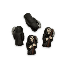 Load image into Gallery viewer, Hand painted ceramic grim reaper Halloween beads 4pc 15x9mm-Orange Grove Beads
