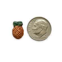 Load image into Gallery viewer, Tiny pineapple fruit beads Peruvian ceramic 4pc 13x10mm
