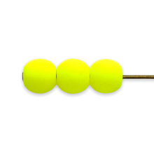 Load image into Gallery viewer, Czech glass round beads 40pc matte neon yellow UV glow 6mm-Orange Grove Beads
