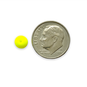 Czech glass round beads 56pc matte neon yellow UV glow 6mm