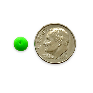 Czech glass round beads 40pc matte neon green UV glow 6mm