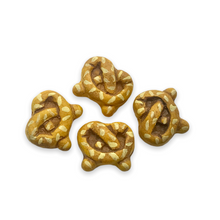 Load image into Gallery viewer, Peruvian ceramic tiny pretzel food beads charms 4pc vertical drill 12x11mm
