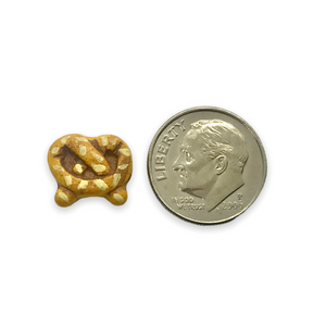 Peruvian ceramic tiny pretzel food beads charms 4pc vertical drill 12x11mm