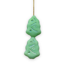 Load image into Gallery viewer, Czech glass Christmas tree beads 10pc mint green AB 17x12mm UV
