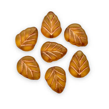 Load image into Gallery viewer, Czech glass leaf beads 25pc frosted topaz brown copper 11x8mm-Orange Grove Beads
