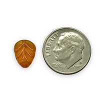 Load image into Gallery viewer, Czech glass leaf beads 25pc frosted topaz brown copper 11x8mm
