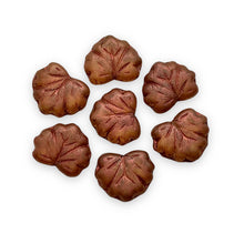 Load image into Gallery viewer, Czech glass Canada maple leaf beads crystal red copper 12pc 13x11mm

