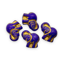 Load image into Gallery viewer, Czech glass elephant beads 4pc blue gold 20mm
