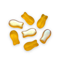 Load image into Gallery viewer, Czech glass tiny fish beads 30pc frosted yellow orange AB 9mm
