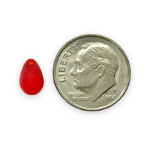 Load image into Gallery viewer, Czech glass acid etched teardrop beads 25pc red AB 9x6mm
