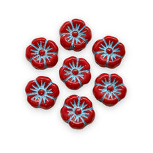 Load image into Gallery viewer, Czech glass hibiscus flower beads 12pc opaque red blue10mm-Orange Grove Beads
