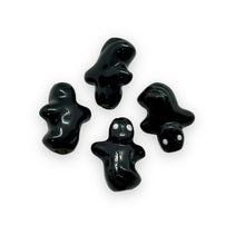Load image into Gallery viewer, Peruvian ceramic tiny black Halloween ghost beads 4pc 14x11mm-Orange Grove Beads
