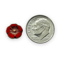 Load image into Gallery viewer, Czech glass table cut hibiscus flower beads 16pc red bronze 9mm
