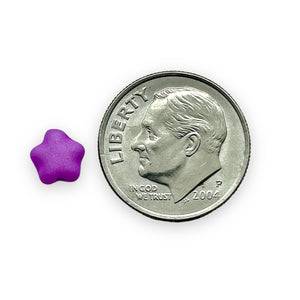 Czech glass tiny star beads 50pc matte orchid purple 6mm