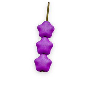 Czech glass tiny star beads 50pc matte orchid purple 6mm