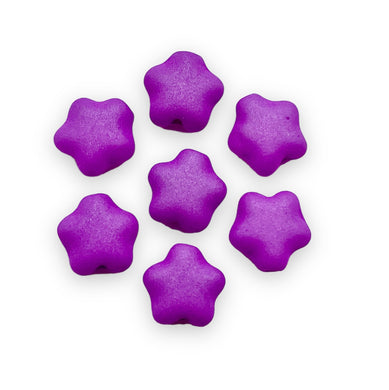 Czech glass tiny star shaped beads 50pc matte orchid purple 6mm-Orange Grove Beads