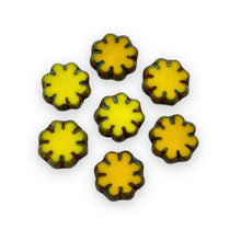 Load image into Gallery viewer, Czech glass table cut cactus flower beads yellow picasso 9mm-Orange Grove Beads
