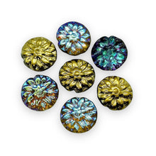 Load image into Gallery viewer, Czech glass dahlia flower beads 10pc crystal golden rainbow 14mm-Orange Grove Beads
