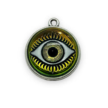 Load image into Gallery viewer, Czech glass round evil eye flatback cabochon stone vitrail light 18mm-VARIANT
