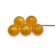 Load image into Gallery viewer, Czech glass orange fruit beads 12pc yellow orange gold 10mm #17
