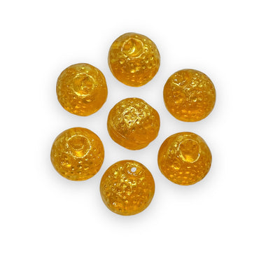 Czech glass orange fruit beads 12pc yellow orange gold 10mm #17-Orange Grove Beads